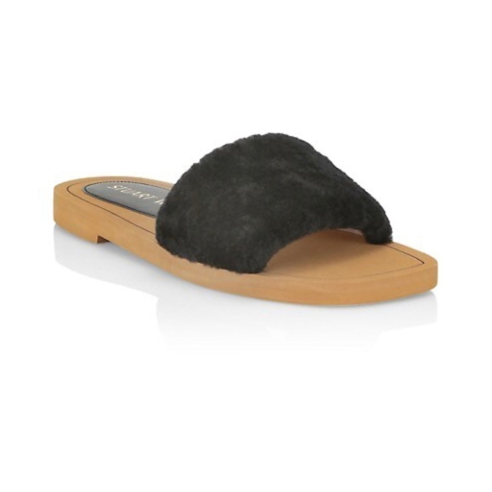 Stuart Weiztman Cammy Shearling Strap Slide Sanda… - image 1